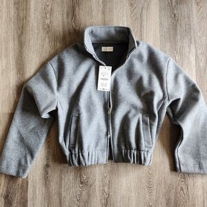 Zara Women's Soft Light Gray Bomber Jacket Size S, NWT